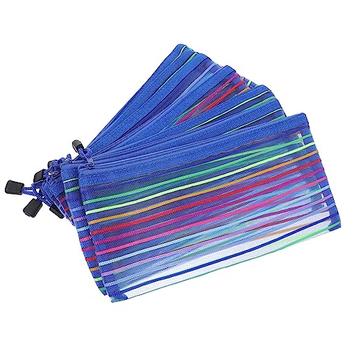 Uonlytech 6 Stück Teiliges Geldbeutel mit Reißverschluss Geldbörse aus Robustem Material Multifunktionale Banktasche für Bargeld und Stifte und Tragbar für Büro Reisen und Alltag Dunkelblau von Uonlytech