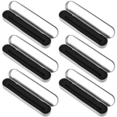 Uonlytech 6Stücke Metall Stiftetui Teilig Rechteckige Zinnbox für Büro und Schule Organizer für Stifte Bleistifte Marker mit Praktischem Langlebig und Schützend Silberfarben von Uonlytech