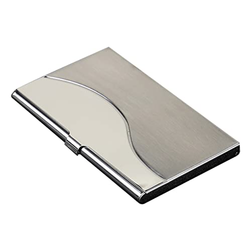 Uonlytech Großer Kartenhalter mit Hoher Kapazität Metallischer Visitenkartenetui Silber S Form für Reisen und Arbeiten von Uonlytech