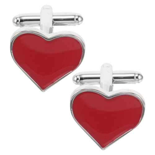 Uonlytech Herzförmige Manschettenknöpfe Herren Valentinstag Cufflinks Rot Kleines Design Komfortabel Haltbar Für Hochzeit Business Formelle Anlässe von Uonlytech