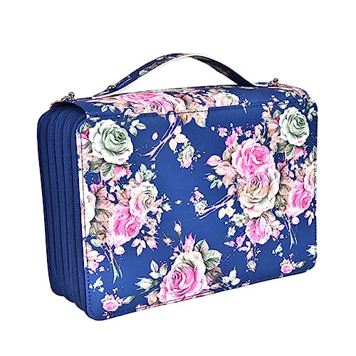 Uonlytech Kunstspeicherbeutel Federmäppchen Bleistiftspeicherfall Tragbare Schreibwarentasche Zeichnen Von Bleistiftkoffer Schreibwarenstiftbeutel Organizer Für Schreibwarentaschen Pu Blau von Uonlytech