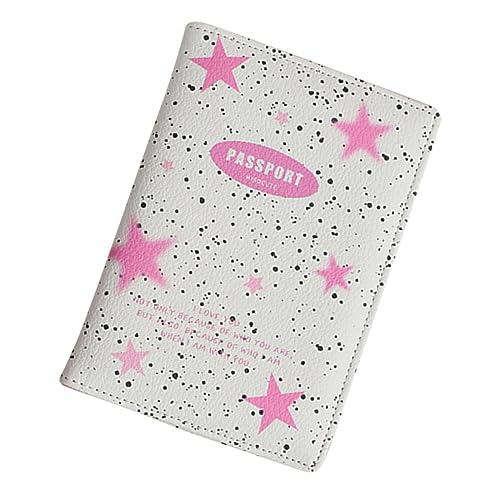 Uonlytech Reisepasshülle Pu- Mit Mehreren Kartenfächern Praktischer Und Tragbarer Organizer Für Und Dokumente Für Ausweise Und Kreditkarten Pinkem Sternen-Design von Uonlytech