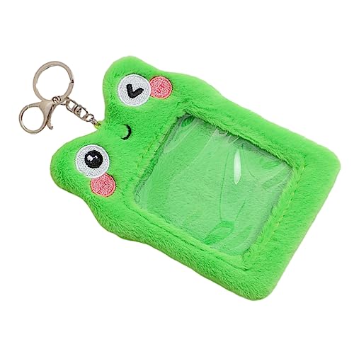 Uonlytech Plüsch Kartenhalter Cartoon Frosch Transparente Id Kartenhülle für Buskarten Kreditkarten und Spielkarten für Schüler und Erwachsene Grüner Frosch Sichtfenster von Uonlytech