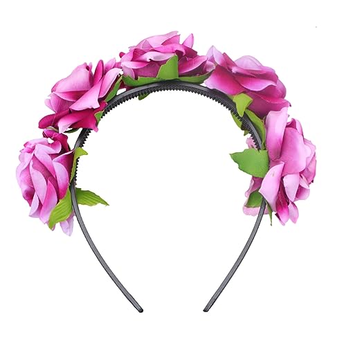 Uonlytech 1stk Braut-tiara Festival-stirnband Blumenstirnband Verlassen Blumenstirnband Für Frauen Kopfbedeckungen Mit Blumen Für Die Braut Haarschmuck Mexikaner Rose Blumenkopfschmuck Damen von Uonlytech