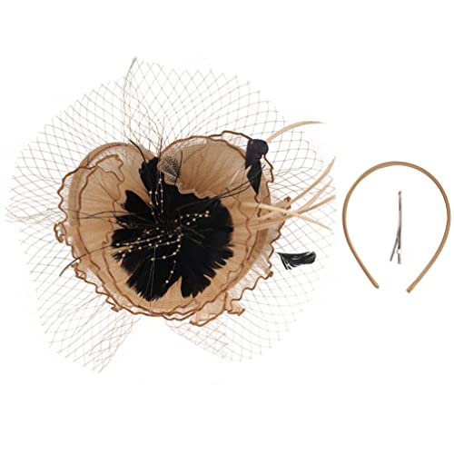 Uonlytech Haarschmuck Schleier-Stirnband Mit Haarspange Vintage- -Teeparty-Fascinator-Stirnband Haarmanschetten Fascinator-Hüte Für Frauen Hochzeitszubehör von Uonlytech