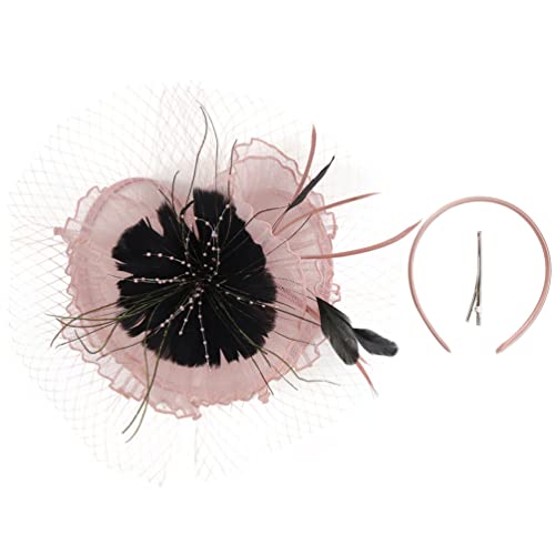 Uonlytech Haarschmuck Schleier-Stirnband Mit Haarspange Vintage- -Teeparty-Fascinator-Stirnband Haarmanschetten Fascinator-Hüte Für Frauen Hochzeitszubehör von Uonlytech