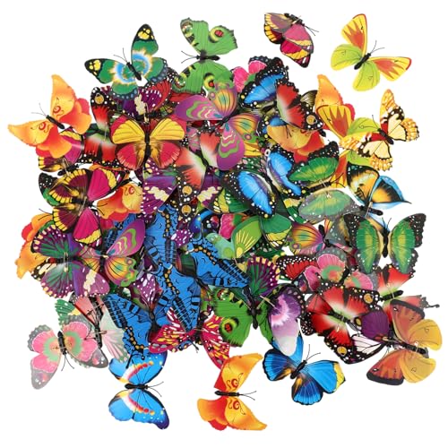 Uonlytech Schmetterlingsbrosche Damen 100 Stück Retro Kleiderbrosche Für Mädchen Farbige Schmetterlingsnadel Aus Pvc Einfach Zu Befestigen Für Jacken Rucksäcke Und Hüte von Uonlytech