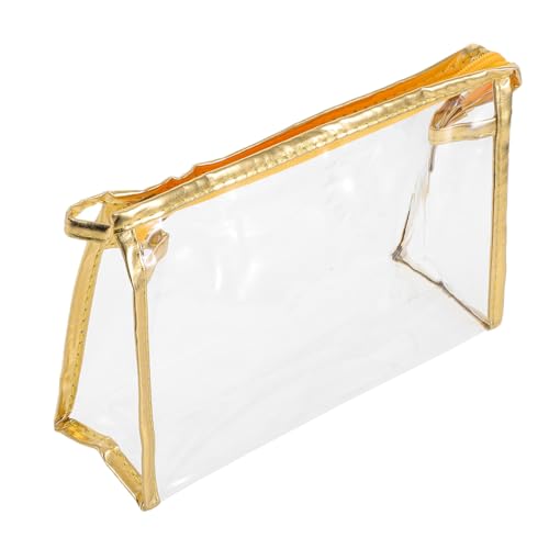 Uonlytech Schreibwaren-Box Klare Make-up-Reisetasche Mäppchen Etui Für Buntstifte Kleiner Bleistiftkoffer Stiftbeutel Kleine Bleistifttasche Bleistiftfälle Stifttaschen PVC Golden von Uonlytech