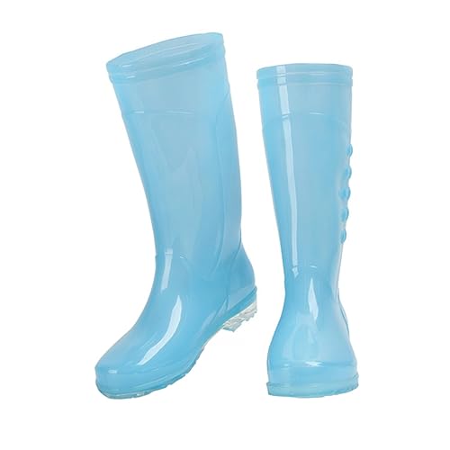 Uonlytech Transparente PVC Regenstiefel Damen rutschfest Hohe Gummistiefel Leicht Pflegeleicht für Nasse Tage Candy von Uonlytech