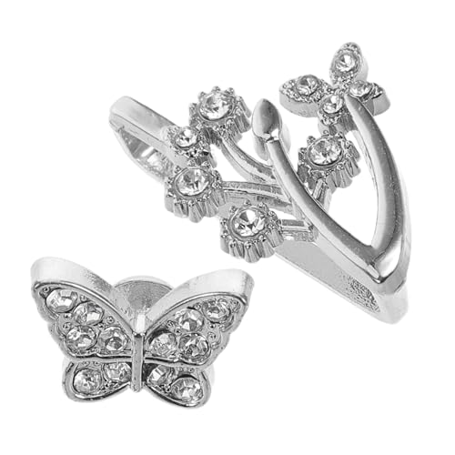 Uonlytech Uhrenarmband Dekorationsringe Silber mit Schmetterlings Design DIY Schmuck Charms für Herren und Damen Einfache Anbringung Elegante Armband Accessoires von Uonlytech