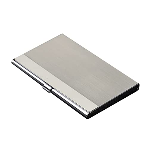 Uonlytech Visitenkartenetui Großer Kapazität Robuster Metall Name Case Leichter Travel Working Holder Silberfarbener Kartenhalter für Büro und Unterwegs von Uonlytech