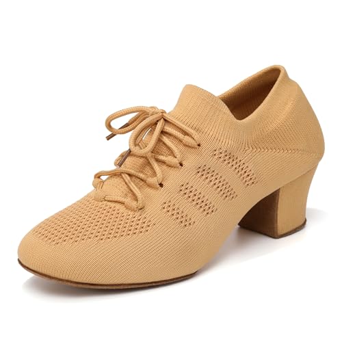 Uonpie Damen Latein Tanzschuhe Salsa-Tango Schnüren Geschlossene Moderne Ballsaal Leistung Schuhe Trainingsschuhe Braun, 36 EU von Uonpie