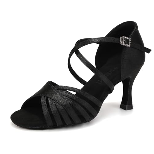 Uonpie Damen Latein Tanzschuhe Standard Salsa Ballsaal Satin Tanz Sandalen Wildledersohle Tanzschuhe Damen, 36 EU von Uonpie