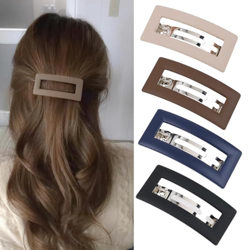 Uoocg 4 Stück Rechteckige Haarspange Automatische Haarspangen Damen Dünnes Haar Acryl Pferdeschwanzhalter Haarclips für Mitteldickes Haar von Uoocg