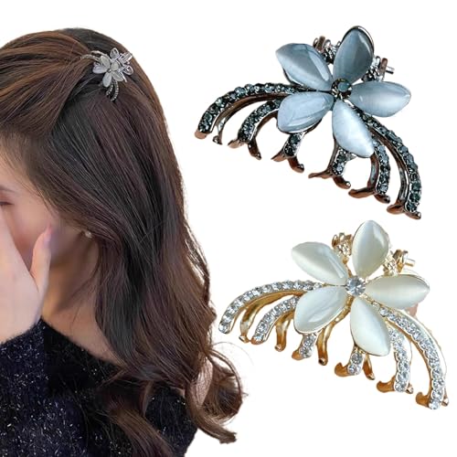 Uoocg Blume Haarklammer Klein metal mit Kristall Haarspangen Damen Elegante Haarclip Set 2 Stück von Uoocg