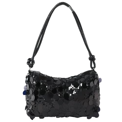 Uoocg Clutch Silber Glitzer Pailletten Tasche Schultertaschen Abendtasche Damen Hohe KapazitäT Mit ReißVerschluss Handtasche FüR Prom Hochzeit Party Bankett (schwarz) von Uoocg