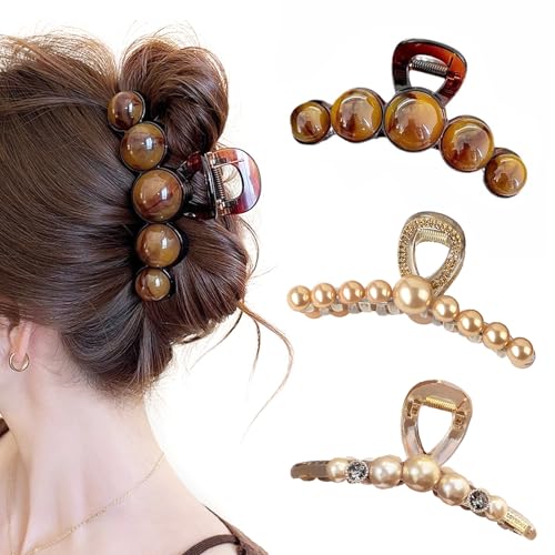 Uoocg Perlen-Haarklammer Set für Damen – 3 Stück goldfarben mit Kristallstrass-Verzierung, elegante Haarspangen & stylische Haaraccessoires von Uoocg