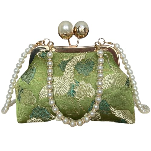 Uoocg Retro Grün Stickerei Perlen Clutch Klein Handtasche Schultertasche UmhäNgetasche FüR Party Abschlussball Hochzeit von Uoocg