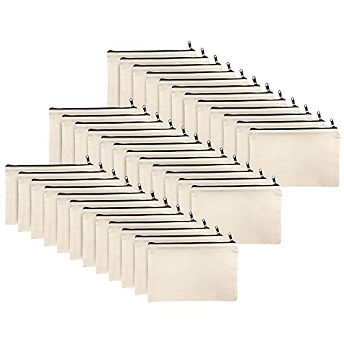 Uooduby 36StüCke Leinwand ReißVerschlusstasche FedermäPpchen Kosmetiktasche Leere Tasche DIY Tasche Kosmetiktasche Kosmetiktasche DIY Schule von Uooduby