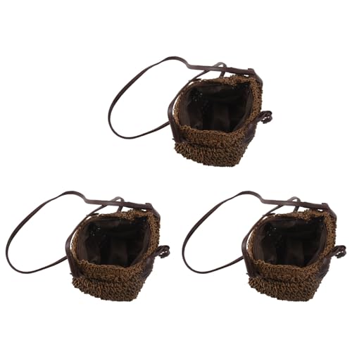 Uooduby 3X Stofftaschen Schulter Stroh Sommer der Frauen Stoff Umhängetaschen Canvas Beach Reisetasche von Uooduby