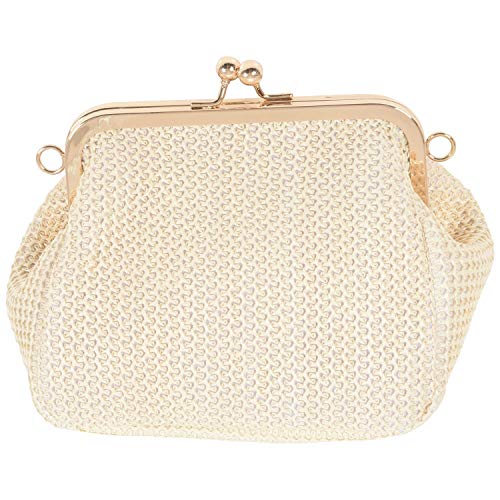 Uooduby Kleine Kreuz Körper Boho Für Frauen Abend Handtasche Hasp Damen Handtasche Weiblichen Stroh Strand Rattan Frauen Umhänge Tasche (Khaki) von Uooduby