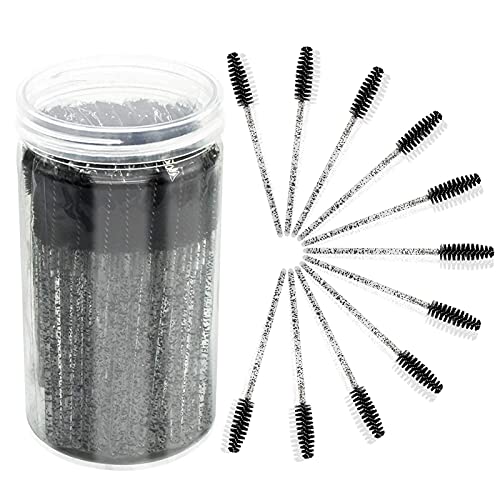 Uooker 100 Stück Wimpernbürstchen, Einweg Wimpernbürstchen Mascara bürstchen und die Flasche mit der Mascara-Bürste Make-up-Tool für Wimpernverlängerung und Lifting (Crystal Black) von Uooker