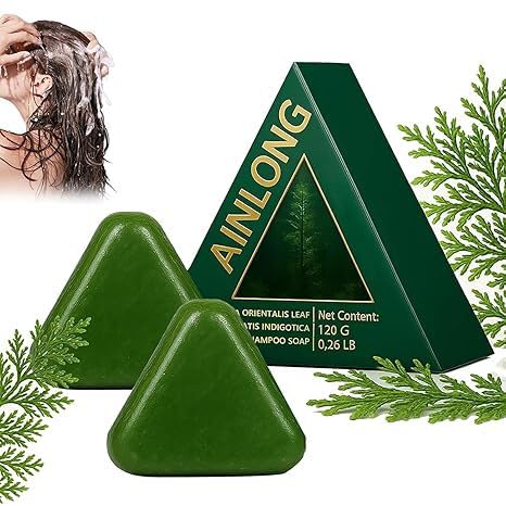 2 Stück Nature Triangle Shampoo Bar – Natürliches Usman-Gras Mit Klebreiswasser Für Haarpflege & Haarwachstum, Beruhigend & Kräftigend Für Frauen Und Männer von Uoqpty