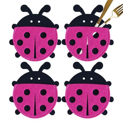 Uoqpty -Utensilien-Besteckhalter, Utensilien-Besteckhalter-Beutel - n Marienkäfer Form Silberbesteck Geschirr Utensilienhalter - Tragbare Tischbestecktaschen für Zuhause, Café, Hotel, Küche von Uoqpty