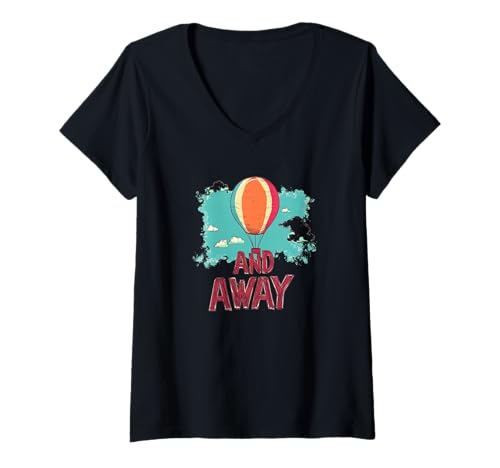 Damen Heißluftballon mit Up and Away Statement Kostüm T-Shirt mit V-Ausschnitt von Up and Away