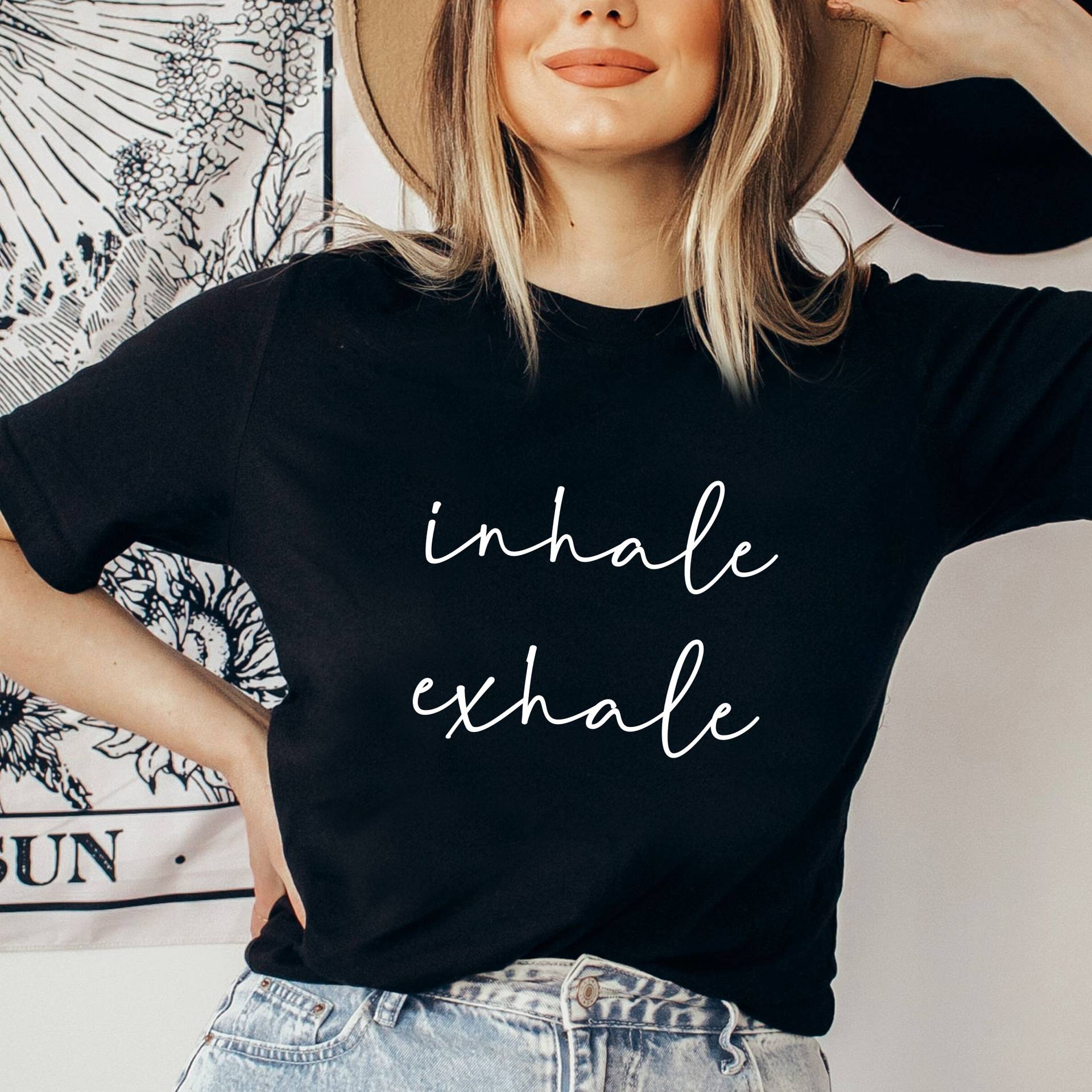 Bio Tshirt Damen Inhale Exhale Für Frauen/Yogashirt T-Shirt Minimalistisch Tshirt Geschenk Zum Geburtstag, Nikolaus, Weihnachten Bio Tshirt Damen Inhale Exhale Für Frauen/Yogashirt T-Shirt Minimalistisch Tshirt Geschenk Zum Geburtstag, Nikolaus, Weihnachten von UpGreatStudio
