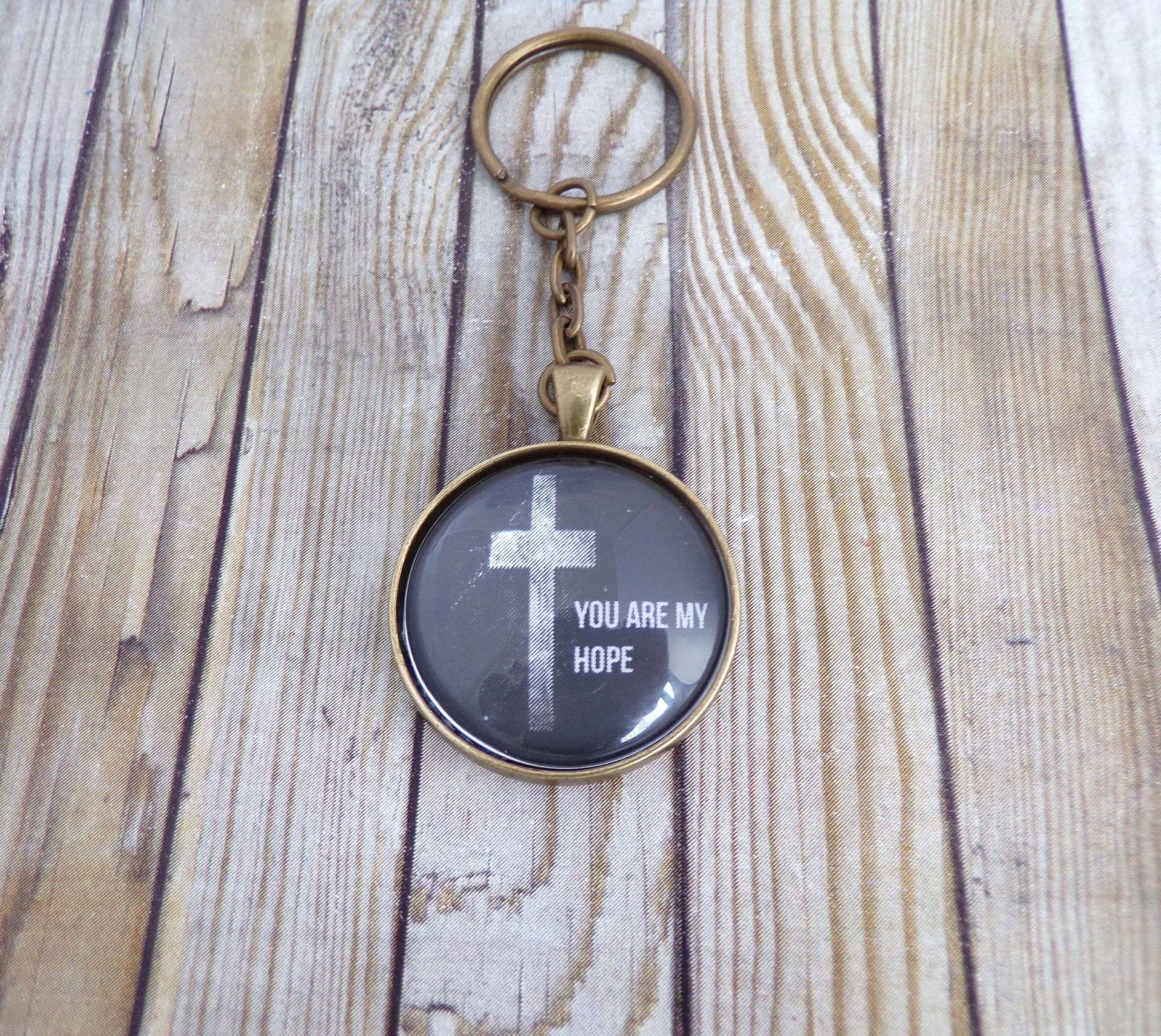 Christlicher Schlüsselanhänger Antike Bronze-Finish, "You Are My Hope' Design Christlicher Schlüsselanhänger Antike Bronze-Finish, "You Are My Hope' Design von UpWordsDesigns