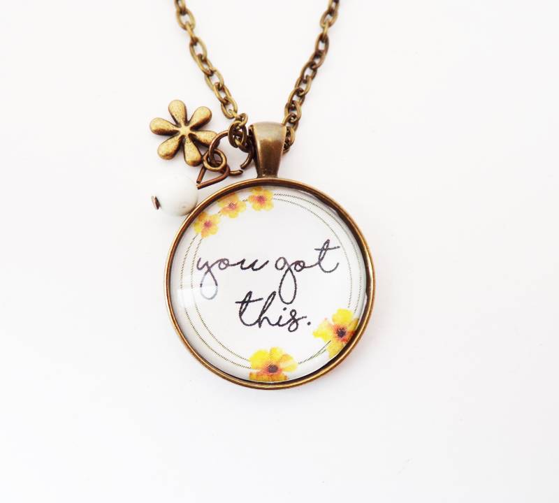 You Got This // Halskette Oder Schlüsselanhänger, Inspirationszitat, Freundin, Tochter, Ich Liebe Dich, Großhandel, Cheer Up, Gute Besserung von UpWordsDesigns