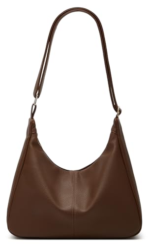 Slouchy Damen-Hobo-Tasche aus PU-Leder, trendige Unterarm-Umhängetasche, Crossbody-Tasche, College-Reisetasche, Handtasche 2025, Kaffee, Einheitsgröße von Upbull