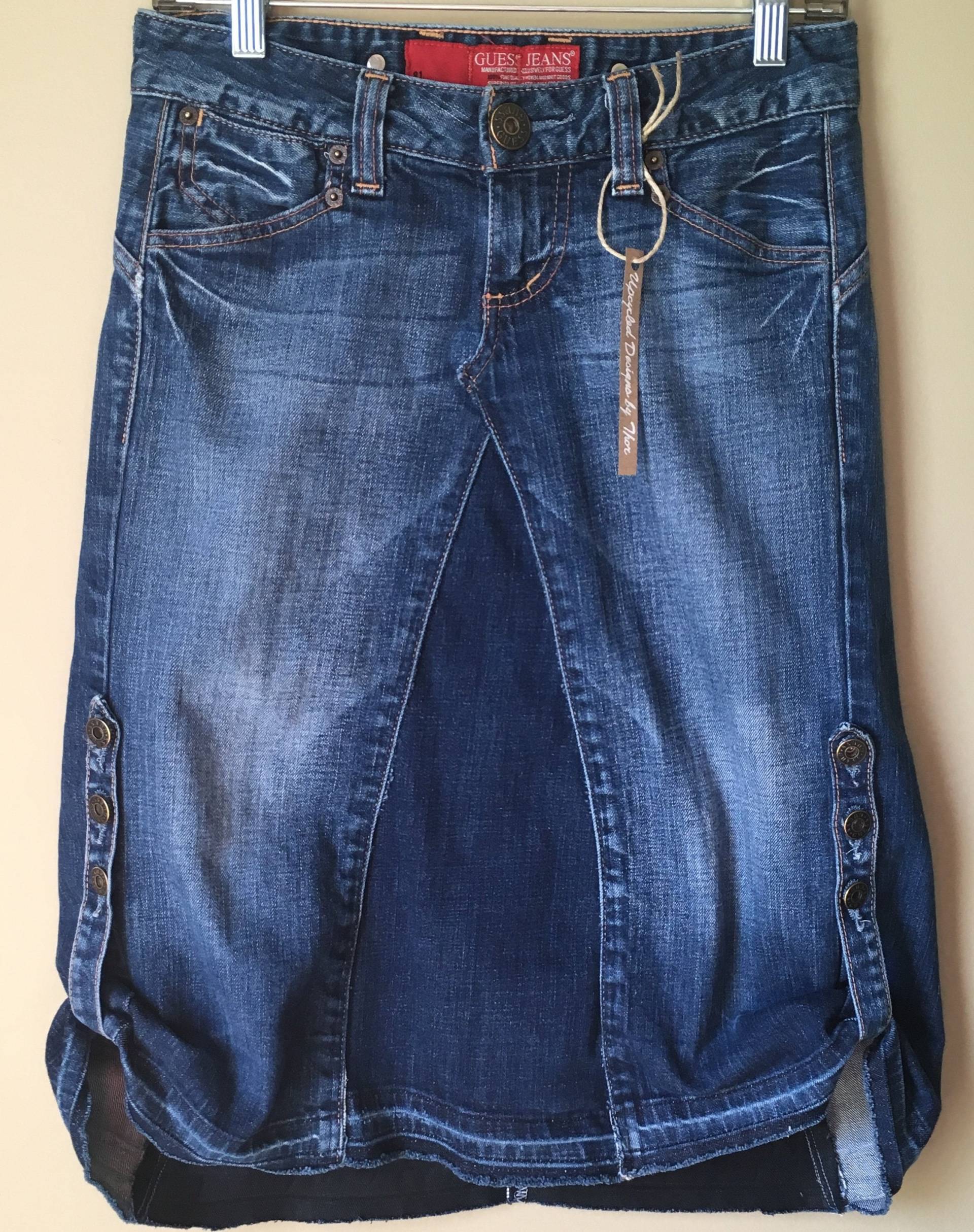 Upcycling Jeans - Jean Knielangen Rock Größe 2 Upcycling Jeans - Jean Knielangen Rock Größe 2 von UpcycleDesignsByThor