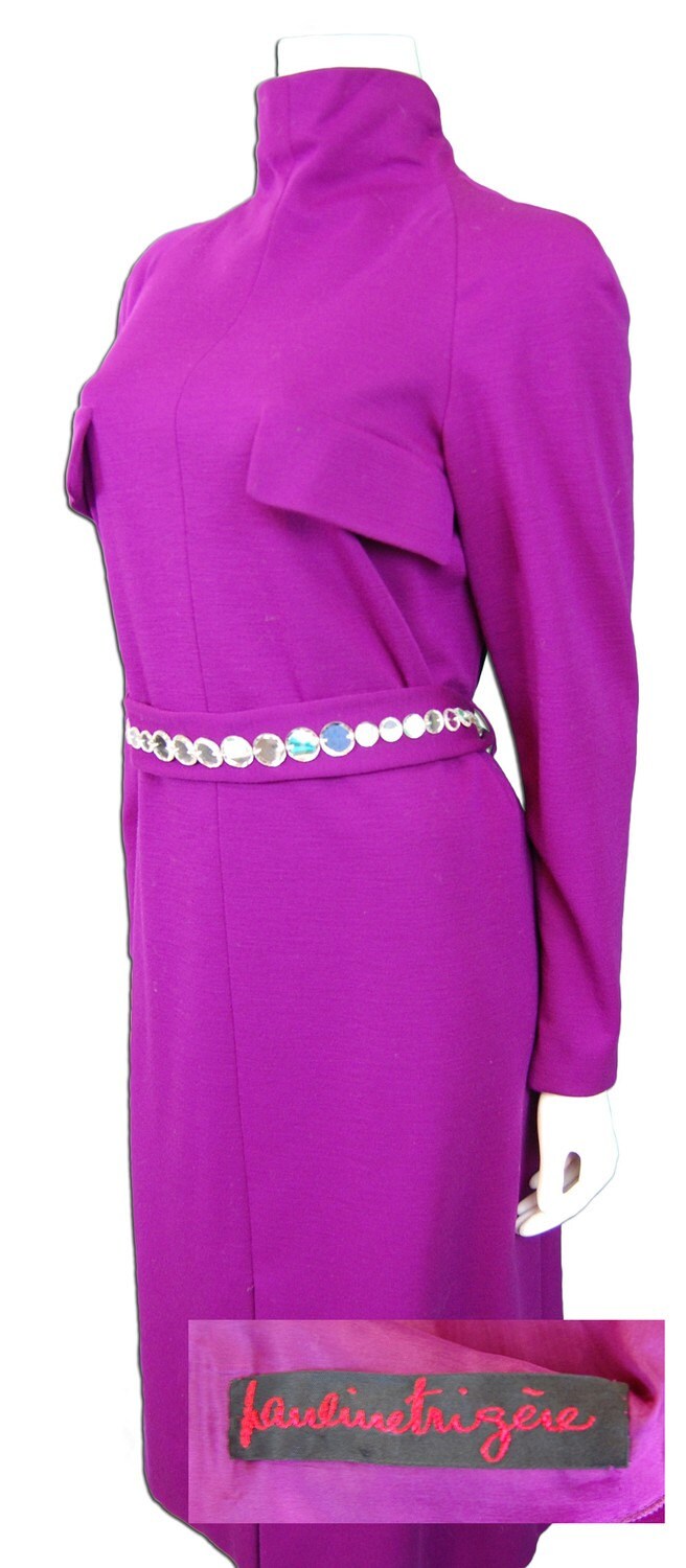 Pauline Trigere Plum Jersey Strickkleid Pauline Trigere Plum Jersey Strickkleid von UpcycleVintageInc