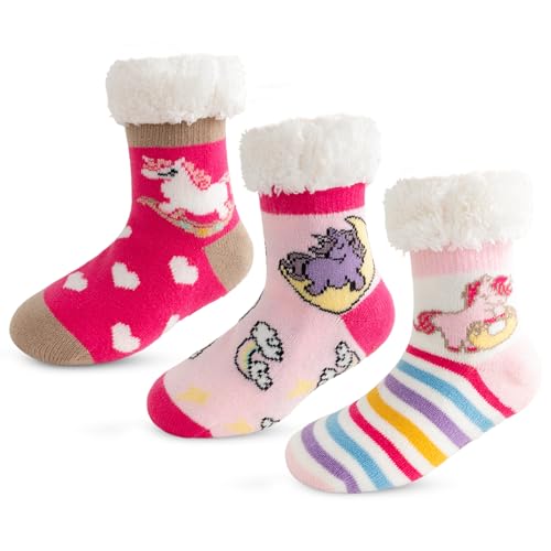 Upenty Kindersocken Winter Bodensocken Kinder Mädchen Jungen Weihnachtsstrümpfe für Kinder Thermosocken Haussocken Warme Flauschige von Upenty