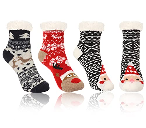 Upenty Kindersocken Winter Bodensocken Kinder Mädchen Jungen Weihnachtsstrümpfe für Kinder Thermosocken Haussocken Warme Flauschige von Upenty