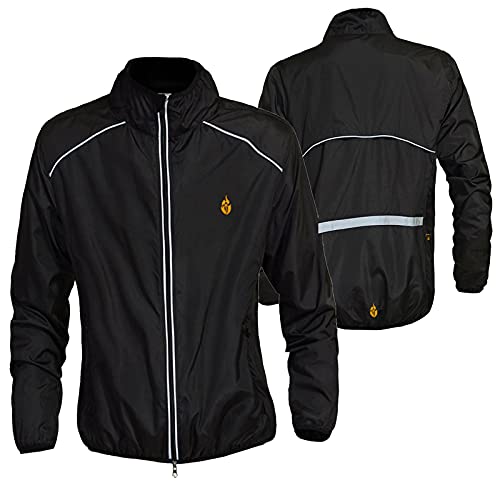 Uphold Radlerjacke Damen Winddicht,Leicht Fahrradjacke,Fahrradtrikot Herren Langarm Hohe Sichtbarkeit Reflektierend Laufjacke Running,Fahrrad Windjacke Wasserdicht(Size:XL,Color:schwarz) von Uphold