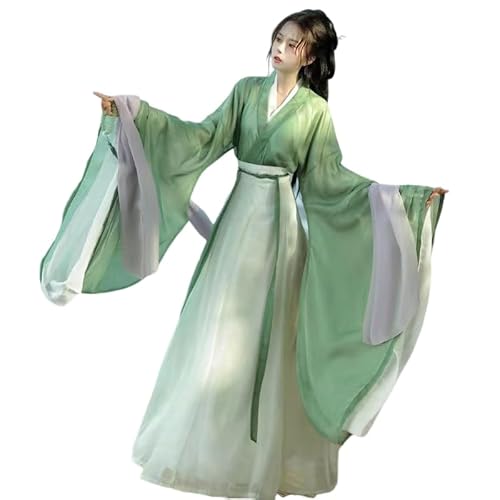 Damen Traditioneller Chinesischer Hanfu-Anzug Eleganter Alter Hanfu Feenhafter Hanfu-Rock Frauen Cosplay Kleid Kostüm S-XL (Green,M) von Uplateng