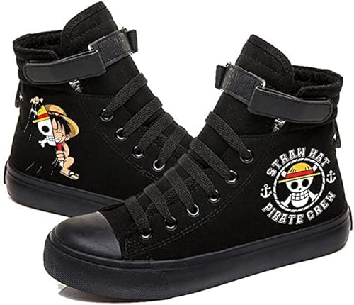 Japan Anime Gedruckt High-Top Leinwand Schuhe Turnschuhe Gemütliche Turnschuhe für Mädchen Femme Jungen Mädchen Männer Hip Hop Streetwear (Black,38) von Uplateng