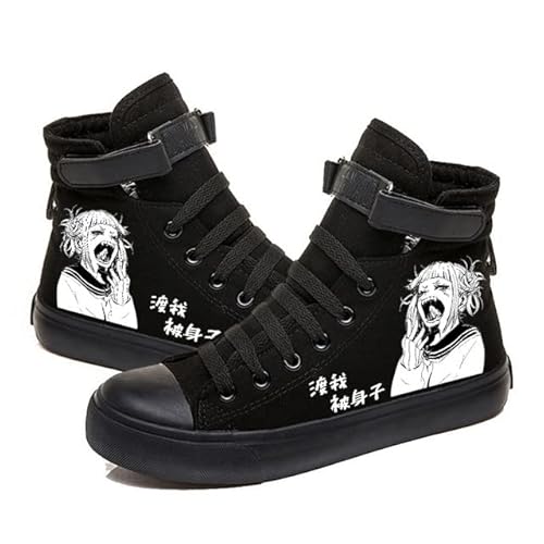 Japanische Anime süße Mädchen gedruckt High-Top-Leinwandschuhe Sneakers Hip Hop Streetwear (Black,38) von Uplateng