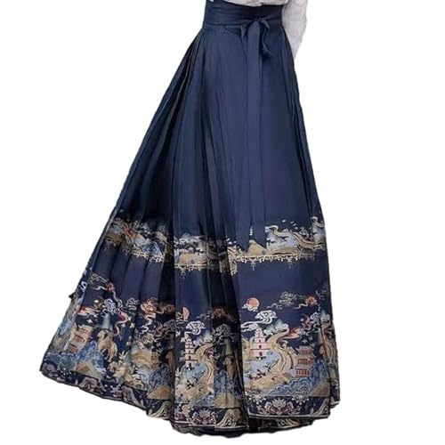 Pferd Gesicht Hanfu Rock Kleid weibliche Weben goldenen Rock neuen chinesischen Stil Ming-Dynastie Mamian Kleid (Blue,S) von Uplateng