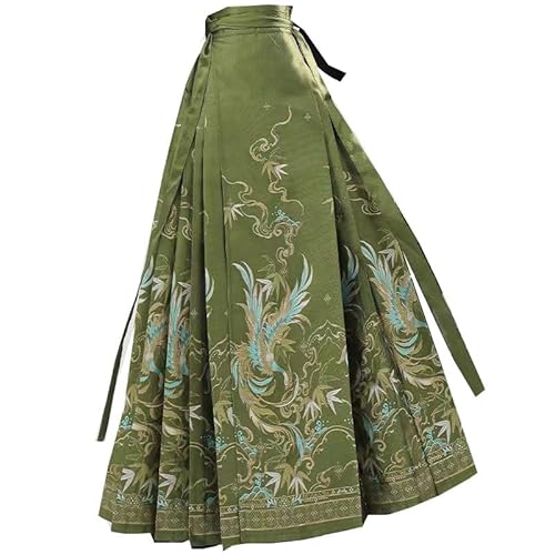 Pferd Gesicht Hanfu Rock Kleid weibliche Weben goldenen Rock neuen chinesischen Stil Ming-Dynastie Mamian Kleid (Green,L) von Uplateng