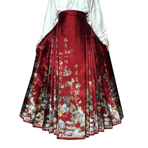 Pferd Gesicht Hanfu Rock Kleid weibliche Weben goldenen Rock neuen chinesischen Stil Ming-Dynastie Mamian Kleid (Red,S) von Uplateng