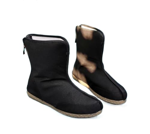 Uplateng Herren und Damen Hanfu Stiefel Traditionelle Antike Stoffstiefel Frühlings Herbst Hanfu Kurzstiefel Unisex Chinesische Hanfu Stiefel (Black(Thicken),43) von Uplateng