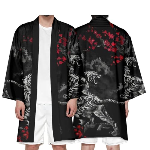 Uplateng Japanisch Anime Samurai Kimono Harajuku Manga Strickjacke Haori Traditionell Cosplay Yukata Bademäntel Übergroße Strandrobe XXS-4XL (1,XL) von Uplateng