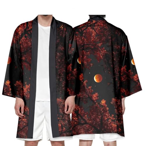 Uplateng Japanische Harajuku Strickjacke Kimono Drache Manga Samurai Haori Cosplay Mittellanger Yukata Strandpyjama XXS-4XL (6,XL) von Uplateng