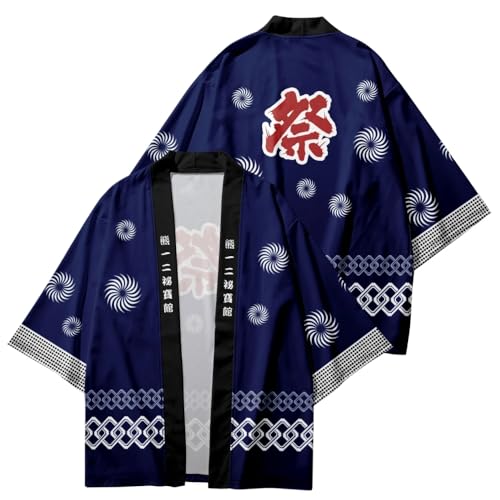 Uplateng Japanische Kimono Robe Strand Strickjacke Herren Hemden Yukata Haori Damenbekleidung S-6XL (Type A,L) von Uplateng