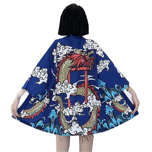 Uplateng Japanischer Blumen-Blumendruck Haori Obi Strand Weißer Kimono Damen Yukata Mantel Traditionelle Kleidung Oberbekleidung 5XL (Color A,S) von Uplateng