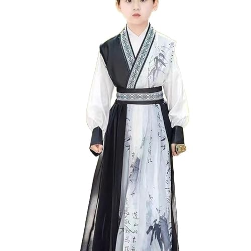 Uplateng Kinder Chinesischen Traditionellen Ritter-Errant Stil Verbesserte Hanfu Bühne Kostüm Junge Mode Hübscher Tang-Anzug Cosplay Kostüm 110-160 (Type B,150) von Uplateng
